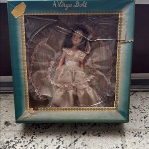 Vintage 1940s Virga brand Bridesmaid Doll with Cream Dress